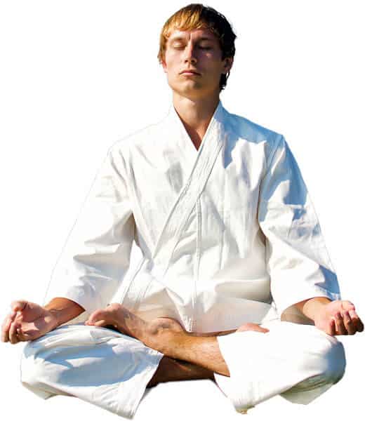 Martial Arts Lessons for Adults in Ramsey NJ - Young Man Thinking and Meditating in White